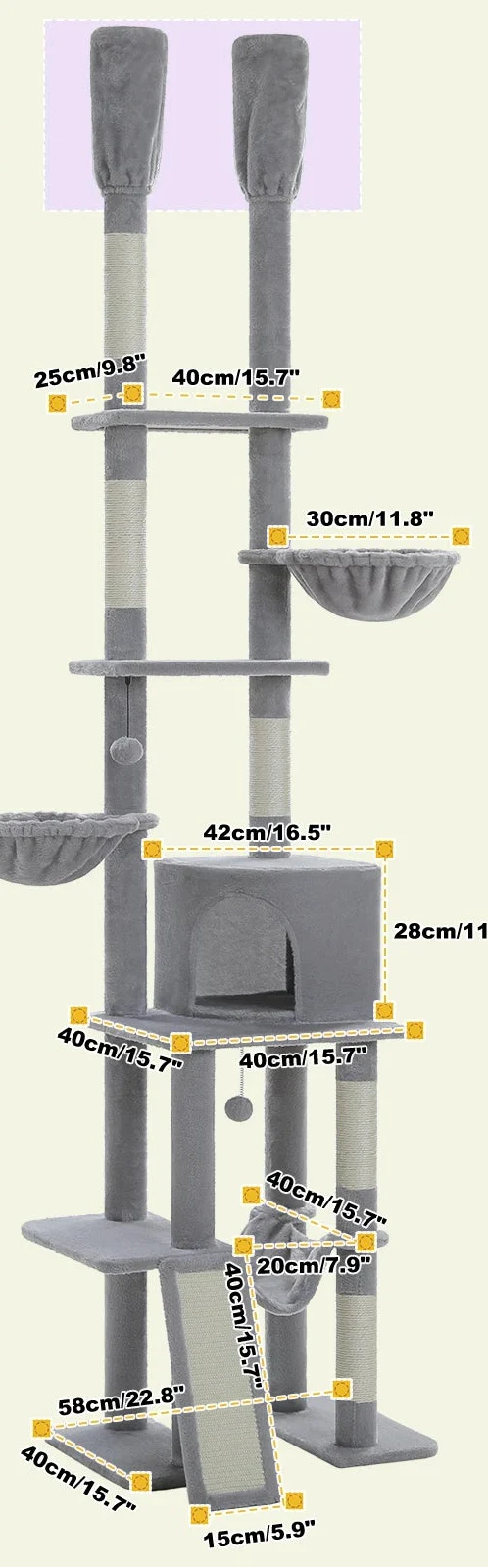 Arbre à Chat Sol Plafond Fin Gris – Belion