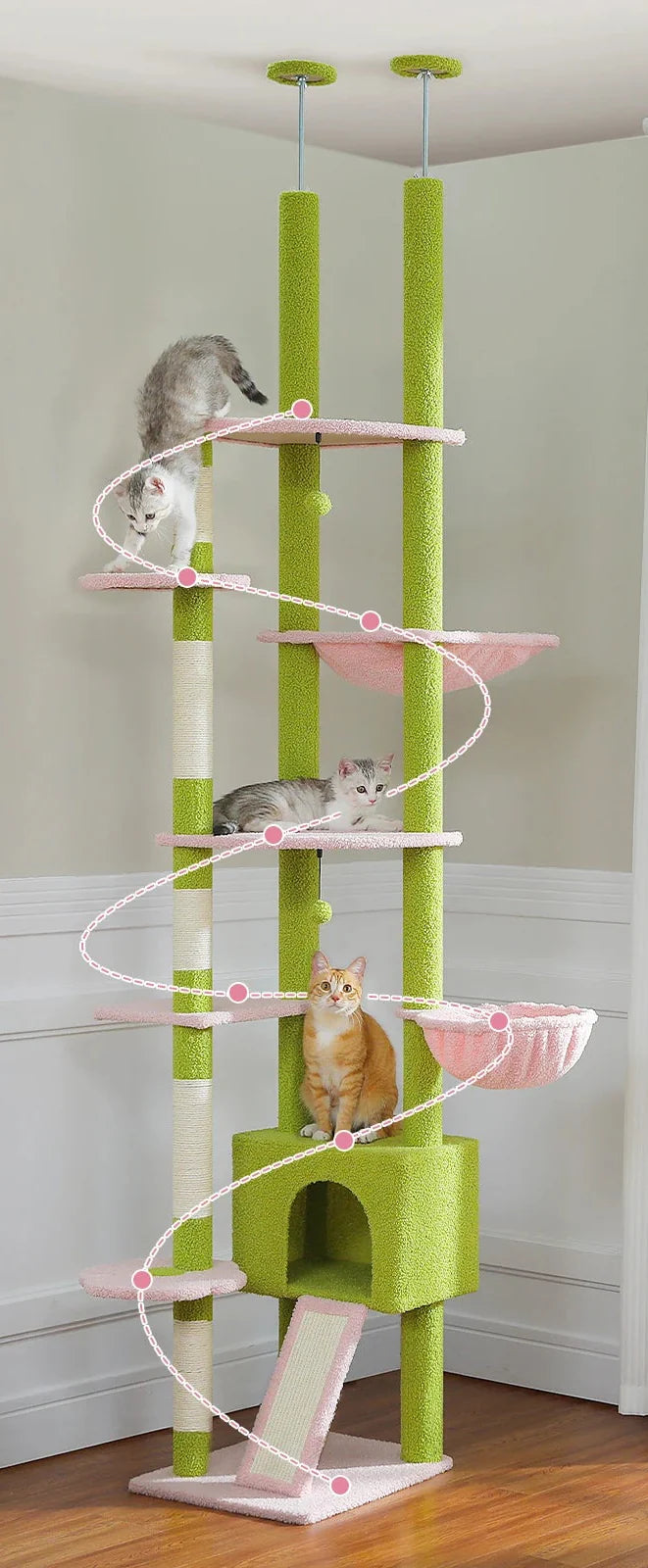 Arbre à Chat Sol Plafond Fin Vert – Lumon