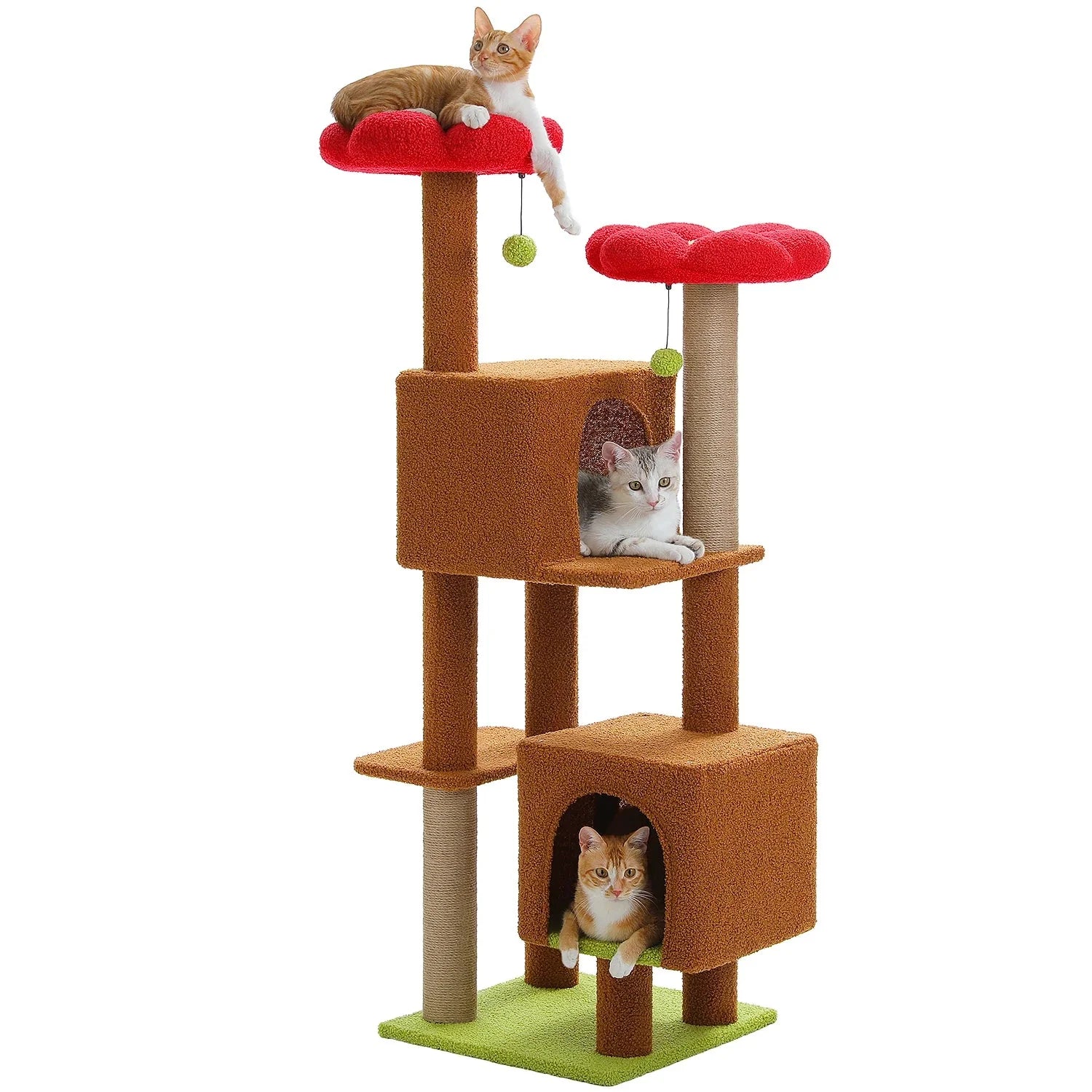 Arbre à chat <br> marron et rouge fleuri