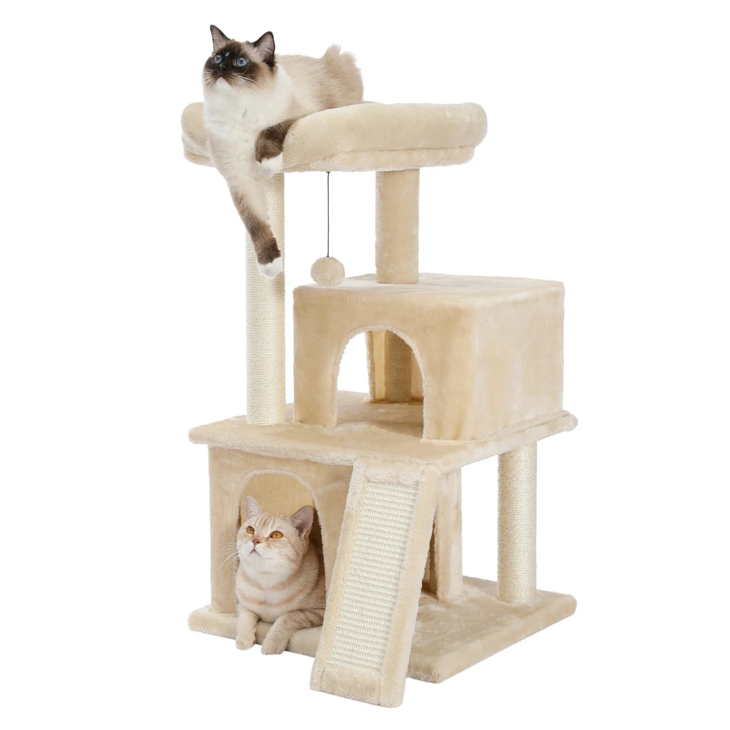 Arbre à chat <br> silencieux et stable beige