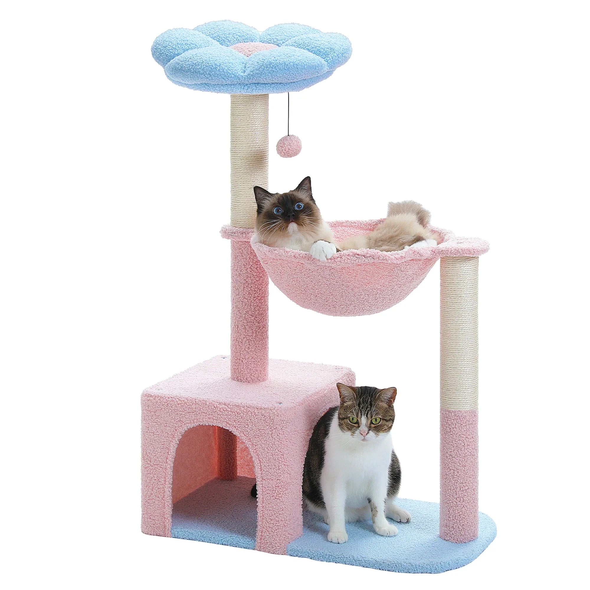 Arbre à chat <br> fleur bleu et panier