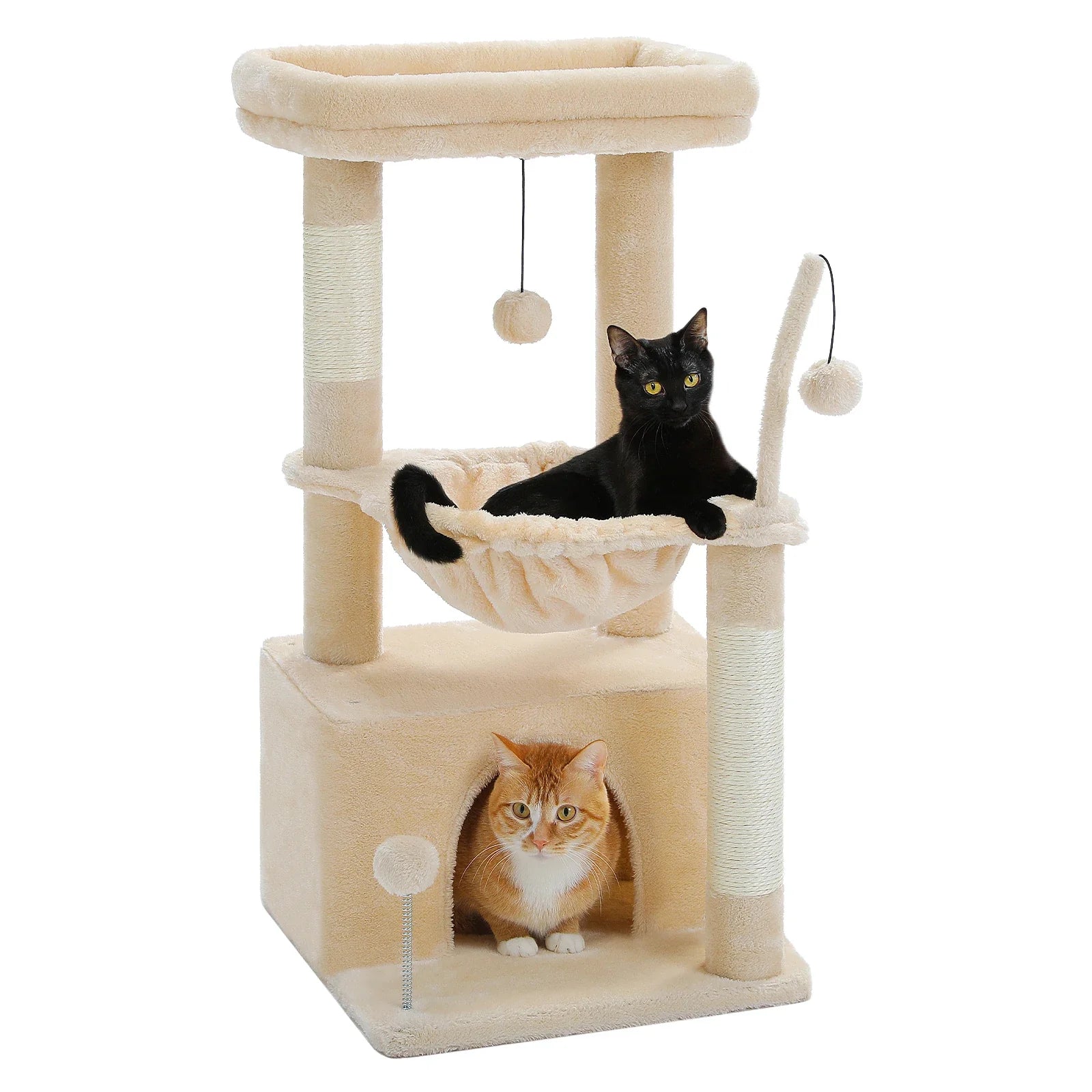 Arbre à chat <br> petit beige hamac