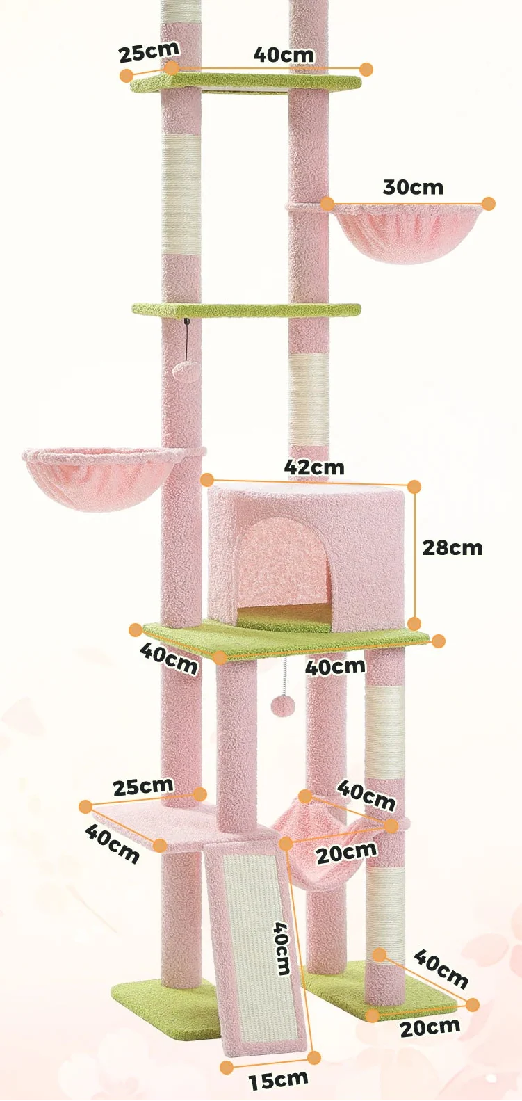 Arbre à Chat Sol Plafond Fin Rose – Velelis