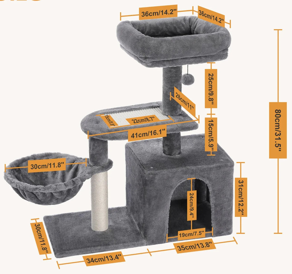 Arbre à Chat avec Panier Gris – Quaion