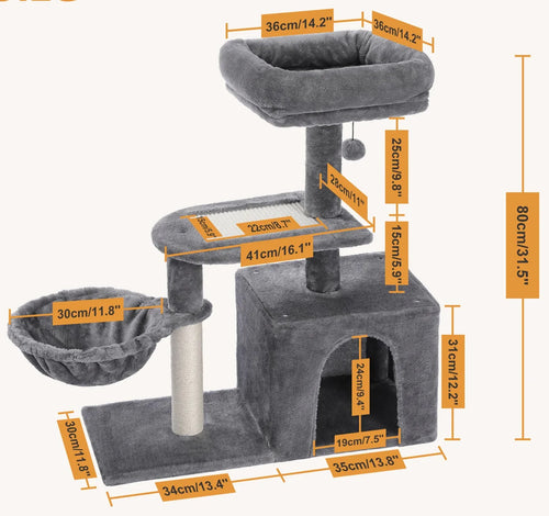 Arbre à Chat avec Panier Gris – Quaion
