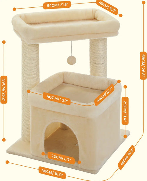 Arbre à Chat Beige 2 Chats – Ralelle