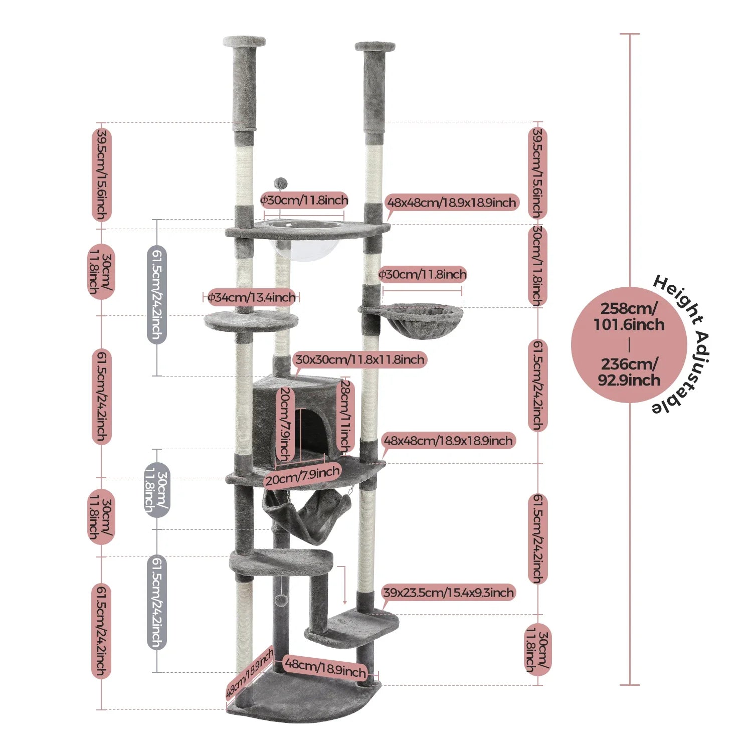 Arbre à Chat Sol Plafond d'Angle Champignon – Calia