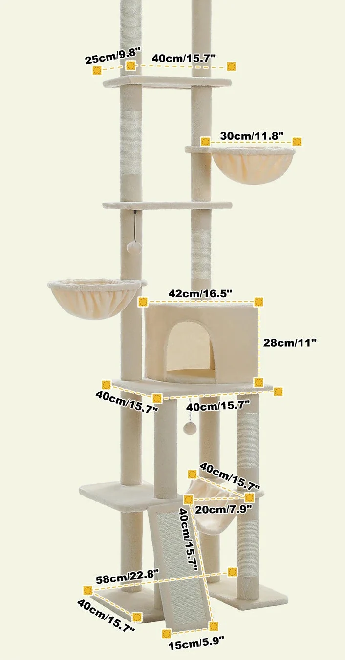 Arbre à Chat Sol Plafond Fin Beige – Dora