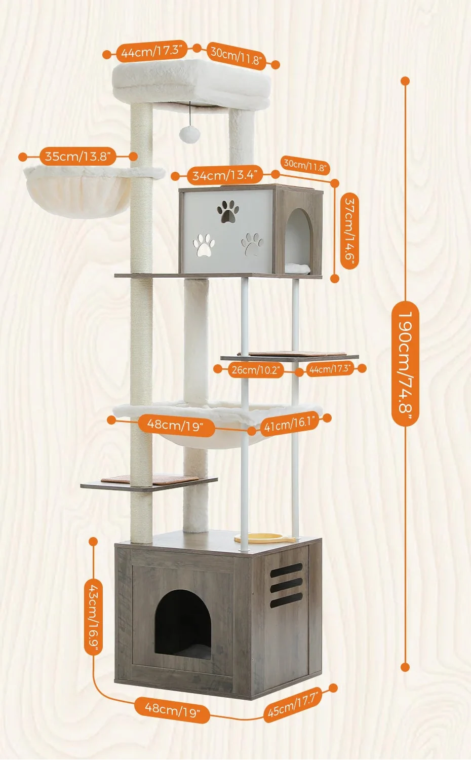 Arbre à Chat Effet Bois Massif Clair – Ela