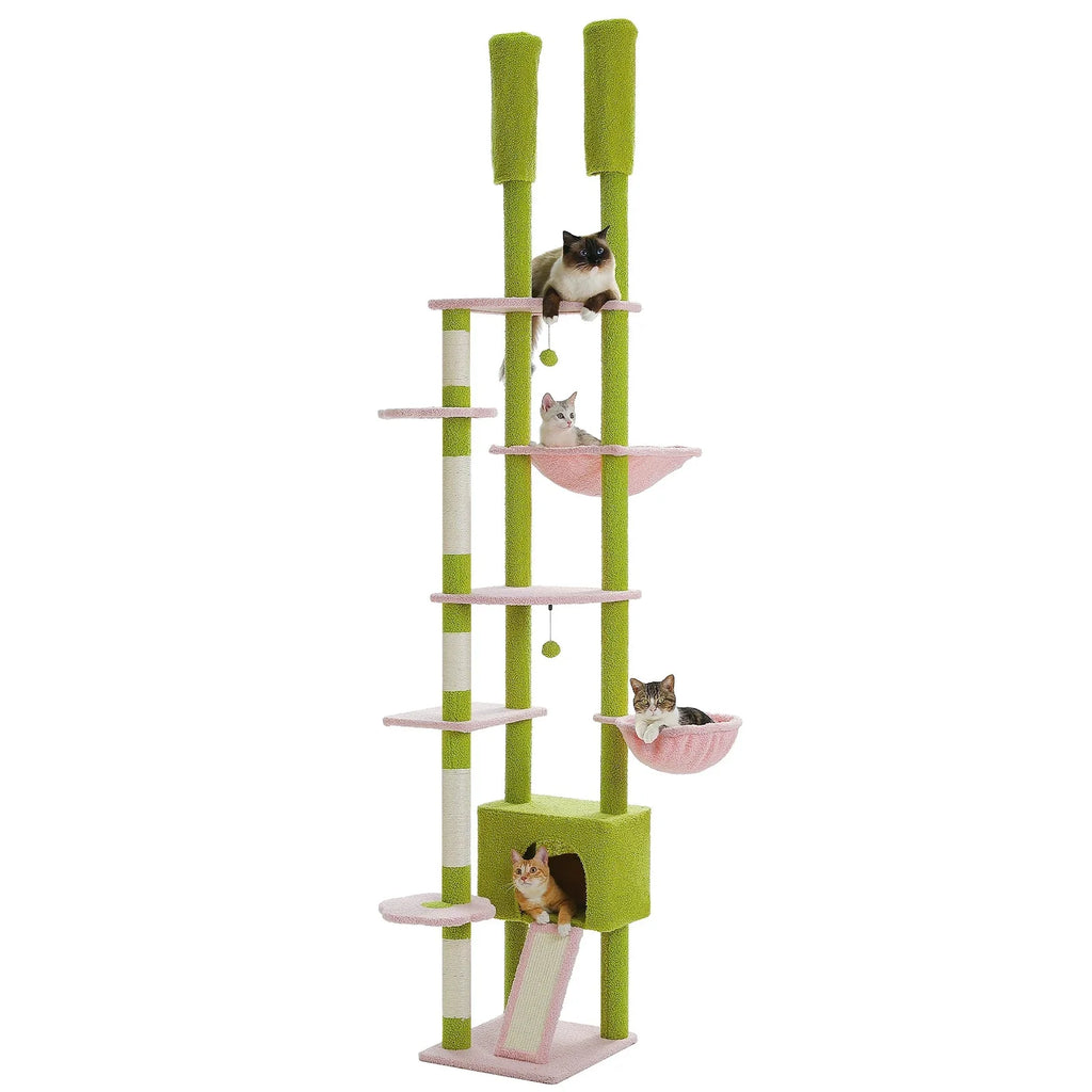 Arbre à chat <br>  sol plafond fin vert et rose