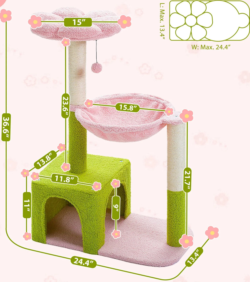 Arbre à Chat Fleur Bleu et Panier – Zenion