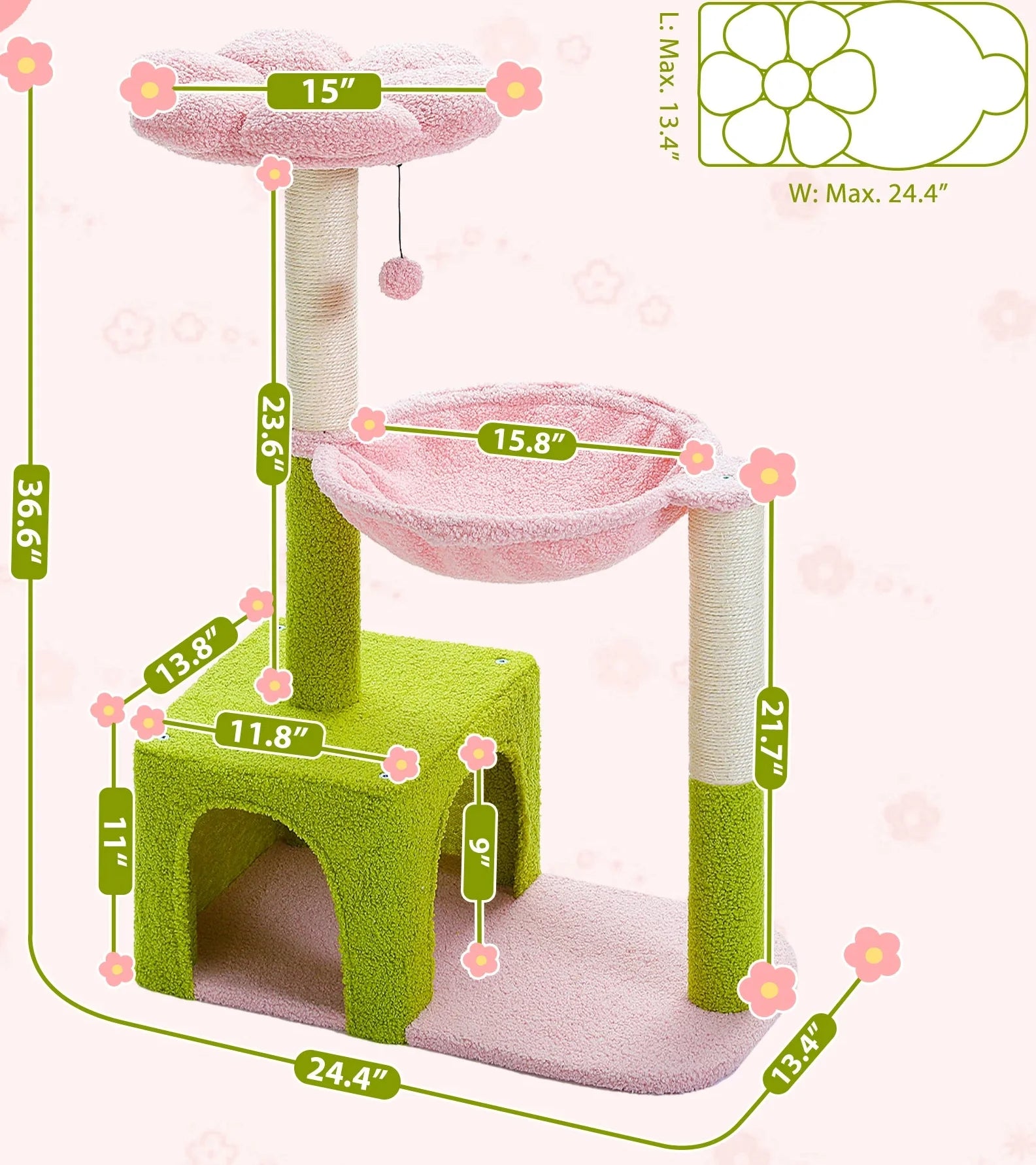 Arbre à Chat Fleur Rose et Panier – Velora