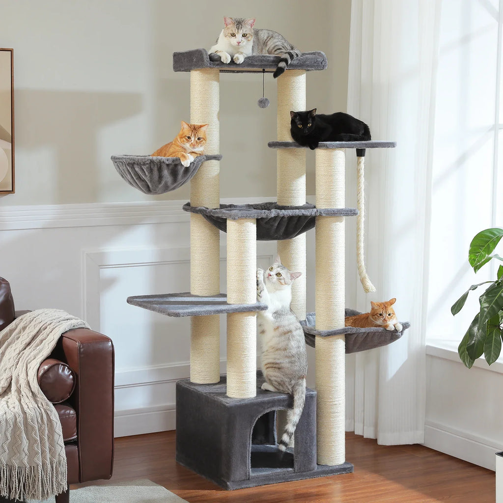 Arbre à Chat Xxl Gris et Beige – Serelis
