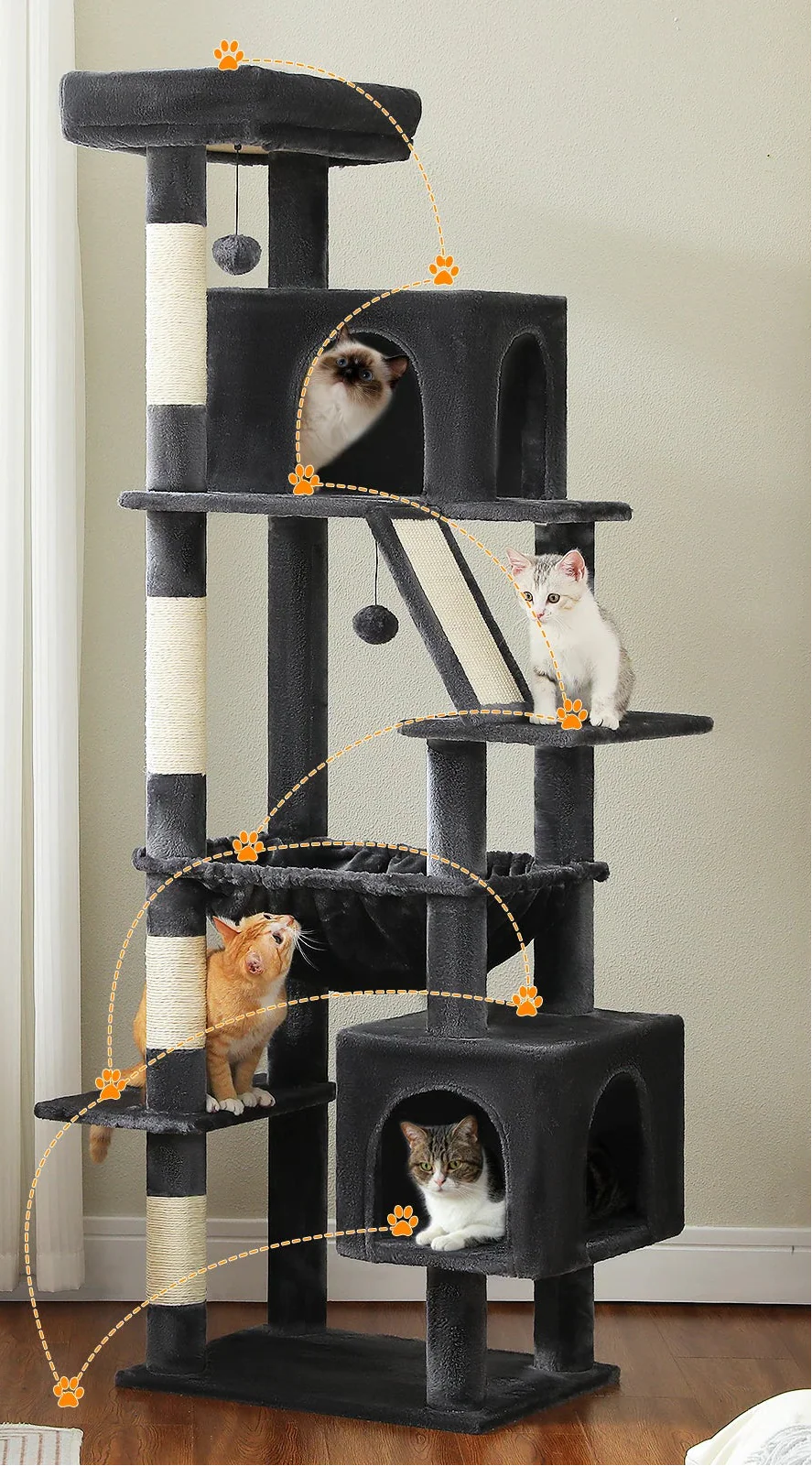 Arbre à Chat Maine Coon Design Gris Foncé – Zenia