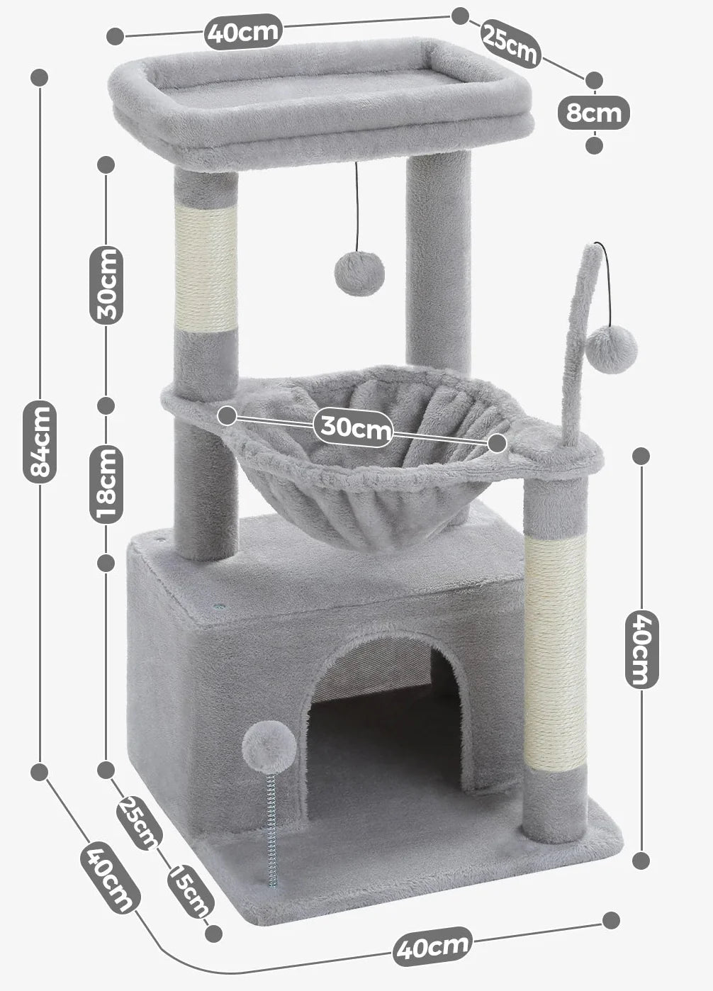 Arbre à Chat Petit Espace Vert et Rose – Elion