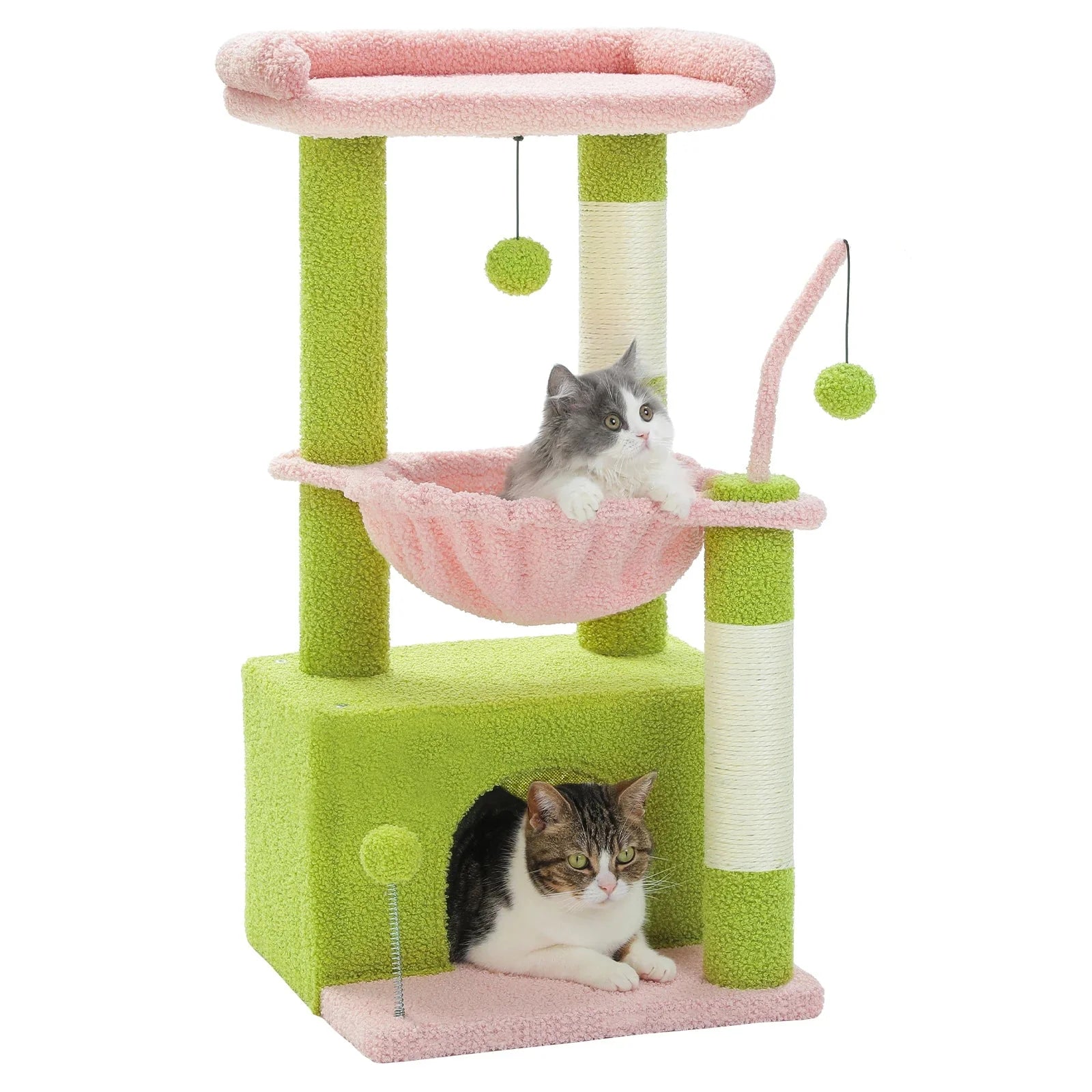 Arbre à chat <br> petit espace vert et rose