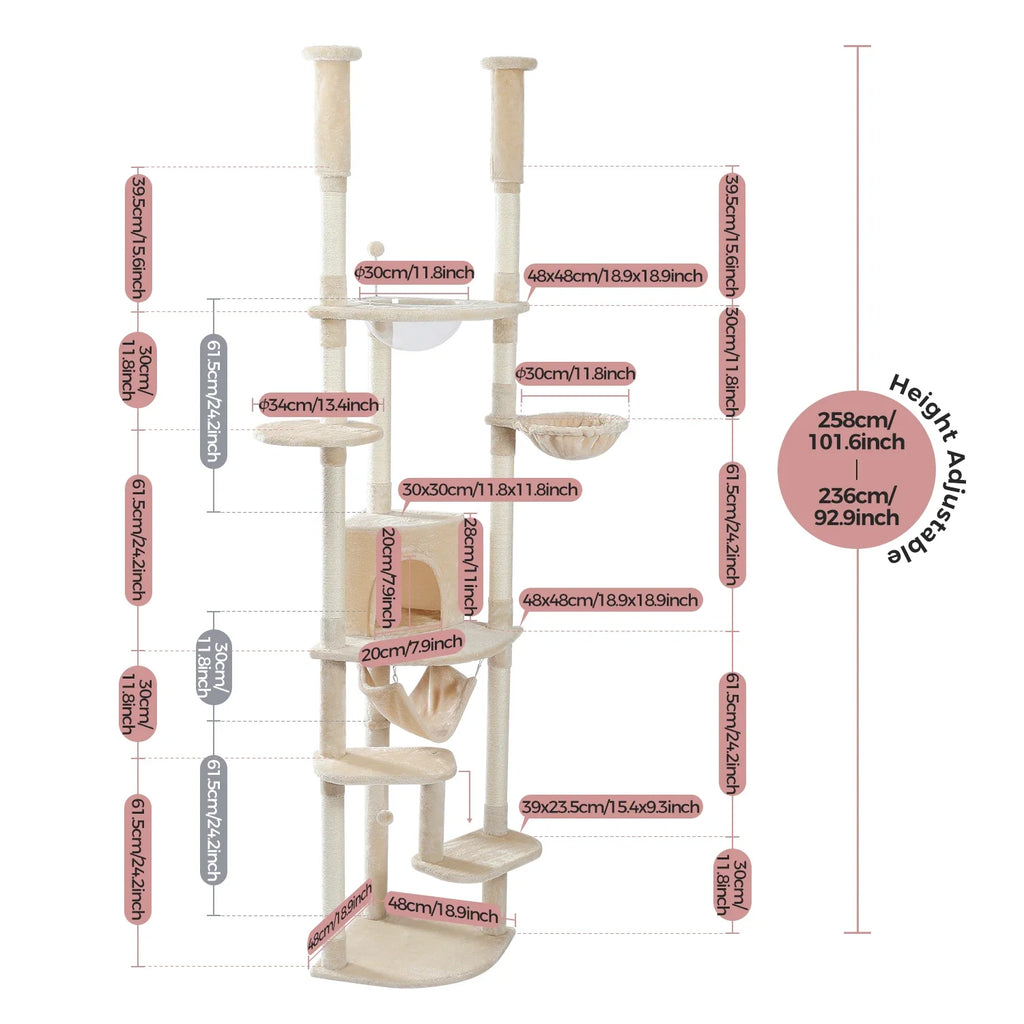 Arbre à Chat Sol Plafond d'Angle Beige – Kaira