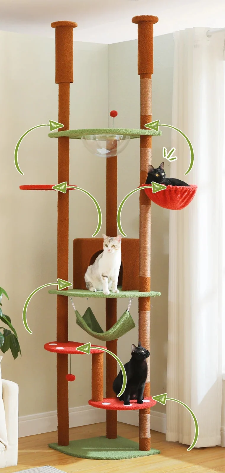 Arbre à Chat Sol Plafond d'Angle Champignon – Calia