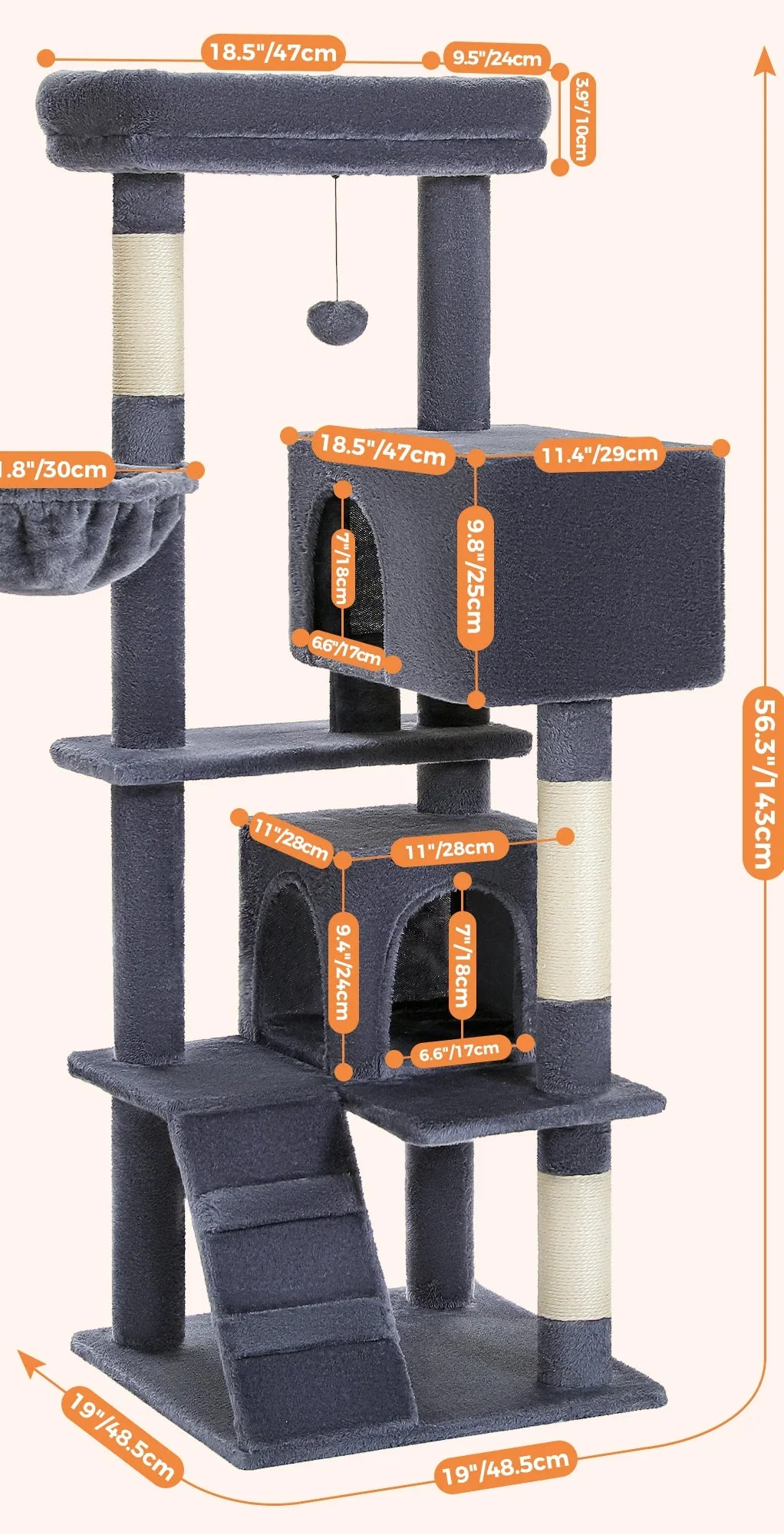 Arbre à Chat Multi-chats Gris Foncé – Torys