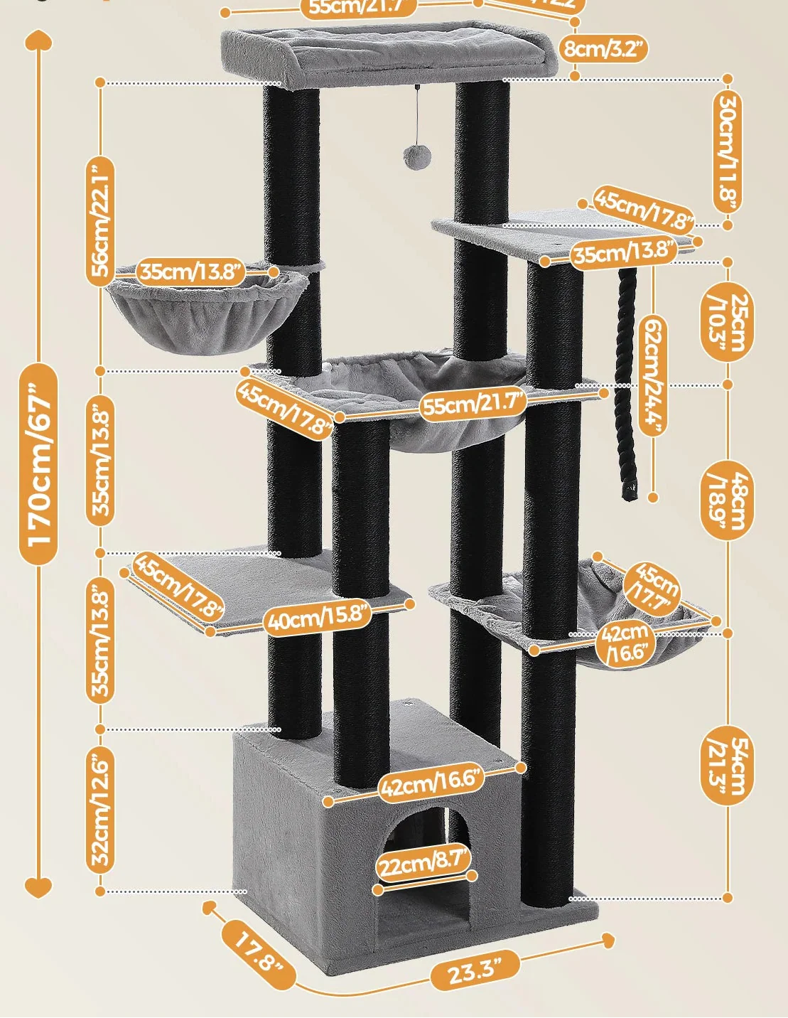 Arbre à Chat Xxl Gris et Noir – Falor