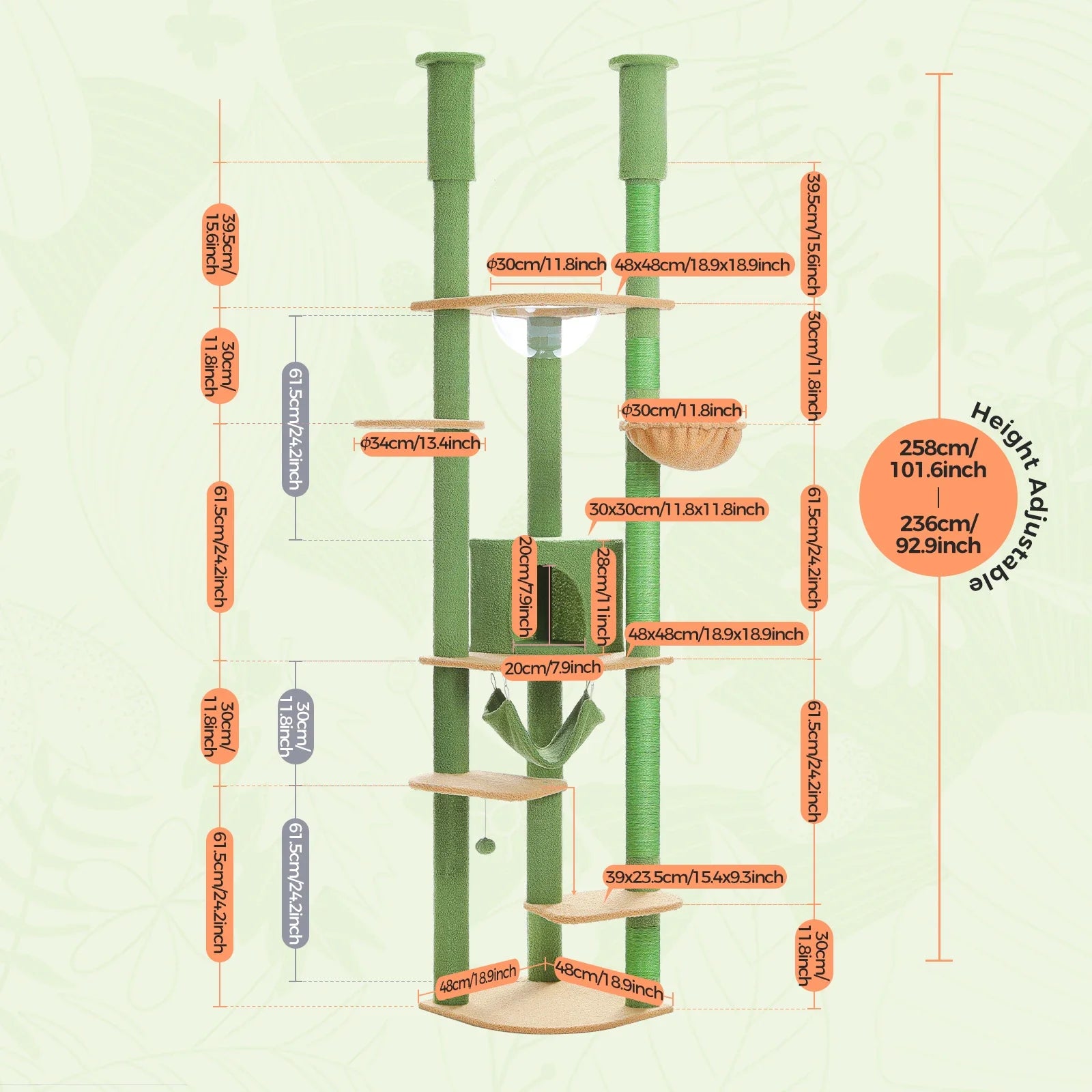 Arbre à Chat Sol Plafond d'Angle Vert et Sable – Kays